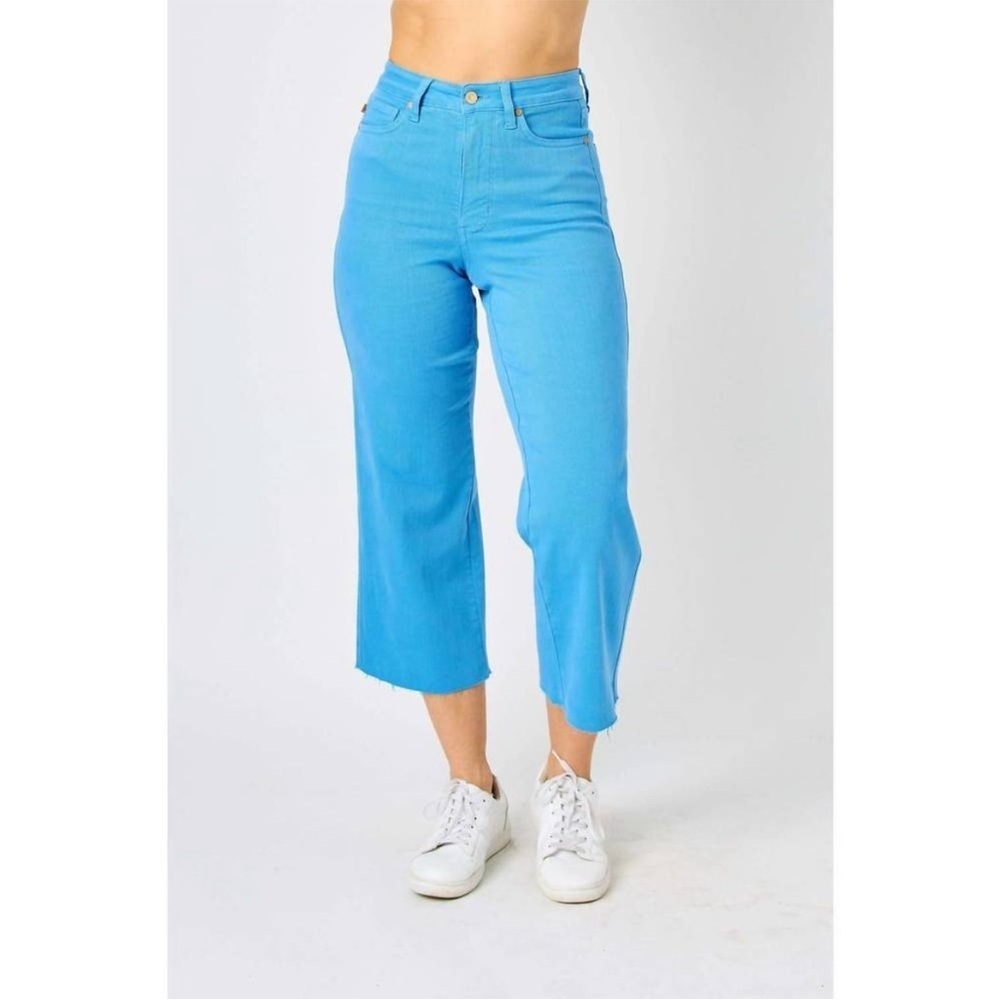 Judy Blue High Waist Crop Wide Leg Women's Blue Jeans Size 11/30 Style#JB88843 C - Picture 1 of 9